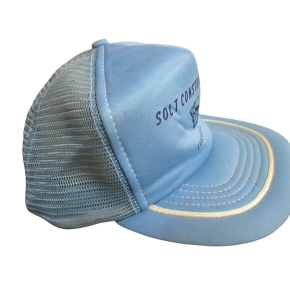 Mesh trucker Skater Cap NEW True Vtg 80s KANSAS CONSTRUCTION Blue OSFA USA - Picture 2 of 4